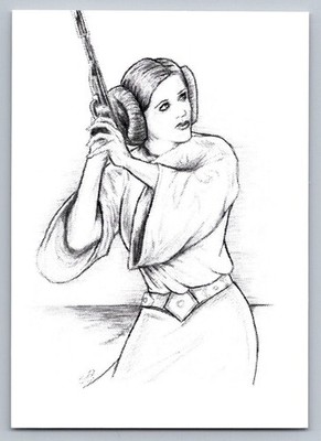 Princess Leia Sketch Card V2 - Scott Sketches Trading Card Print Fan Art