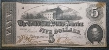 1862 $5 Confederate States of America - Civil War Note - Richmond!