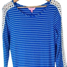Lilly Pulitzer Womens L Preppy Coastal Nautical Boho Marlowe Shift Dress Striped