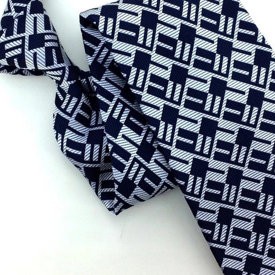 Turnbull & Asser Англии галстук темно-синий белый геометрический галстук роскошь мужчин шелк L3 новый - Изображение 3 из 4