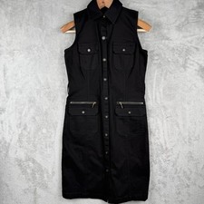 Lauren Ralph Lauren LRL Dress Womens 4 Black Denim Snap Front Pockets Safari