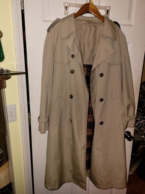 canda Men s Beige Long Trench Coat 42L/42'' Chest Belted Button Front Lined