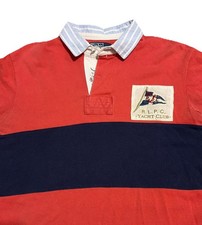 Vintage Polo Ralph Lauren RLPC Yacht Club Red Polo Shirt Men s S/M Striped Flag
