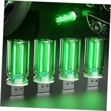 USB Car Retro Interior Lights, Touch Dimming Mini Neon Atmosphere Green, 4Pcs