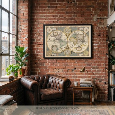 Antike Weltkarte 1642 Nova Totius Terrarum Orbis Hondius Poster Wand