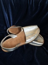 Mibo Silver Leather Avarca Sandals UK 4 EU 37 Casual Holiday Portuguese