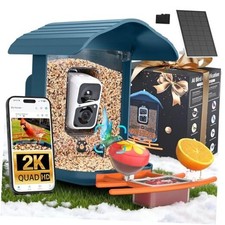 PAV-Bird Feeder with Camera,2K HD with 64GB Card, AI Identify Smart Bird Blue
