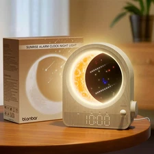 Sunrise Alarm Clocks for Bedrooms, Stepless Dimmable Moon Lamp Dual Alarm Clo...
