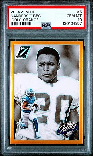 2024 Panini Zenith Barry Sanders / Jahmyr Gibbs Orange IDOLS Insert #5! PSA 10!