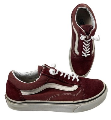 Vans Old Skool Skater Shoes Womens 8.5 Maroon Red Suede Canvas Low Top Sneaker