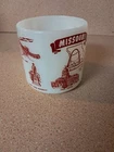 Vintage Missouri Souvenir Mug Federal Milk Glass Cup Arch Dam River Capitol