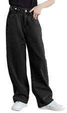 Womens Wide Leg Jeans Elastic Waist Denim Pants Baggy Jeans for Womens1 BlackL