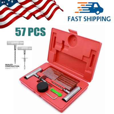 #ad 57PCS Car Tire Repair Tools Kit Heavy Duty Flat Tire Repair Kit Plug Patch Truck $16.88