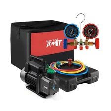 Vacuum Pump and Gauge Set - 4.5CFM, 3-Way Manifold, For R134a R12 R22