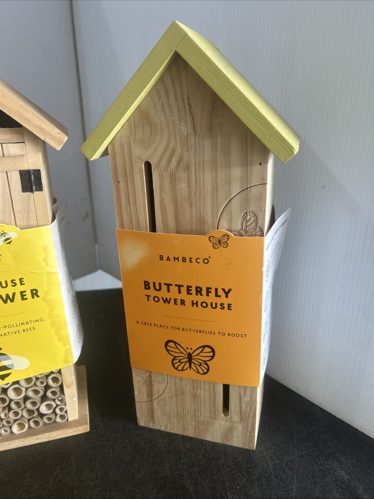 Lot Of 3 New Bambeco 14" Farmhouse Bee Tower House & 2 Butterfly Tower Houses