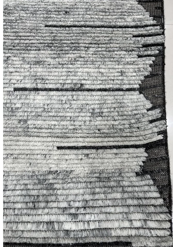 EORC - 8x10 Alfombra contemporánea moderna de transición de lana anudada a mano gris N. Foto 4 de 4