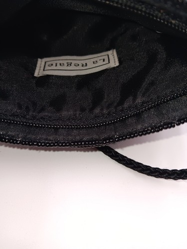 Vintage La Regale Sequin & Beaded Evening Bag Purse Crossbody Black - Picture 6 of 6
