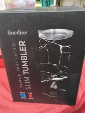 4 finedine 20 Oz Straight Skinny Tumblers Bulk Stainless Steel Slim Black Cold  