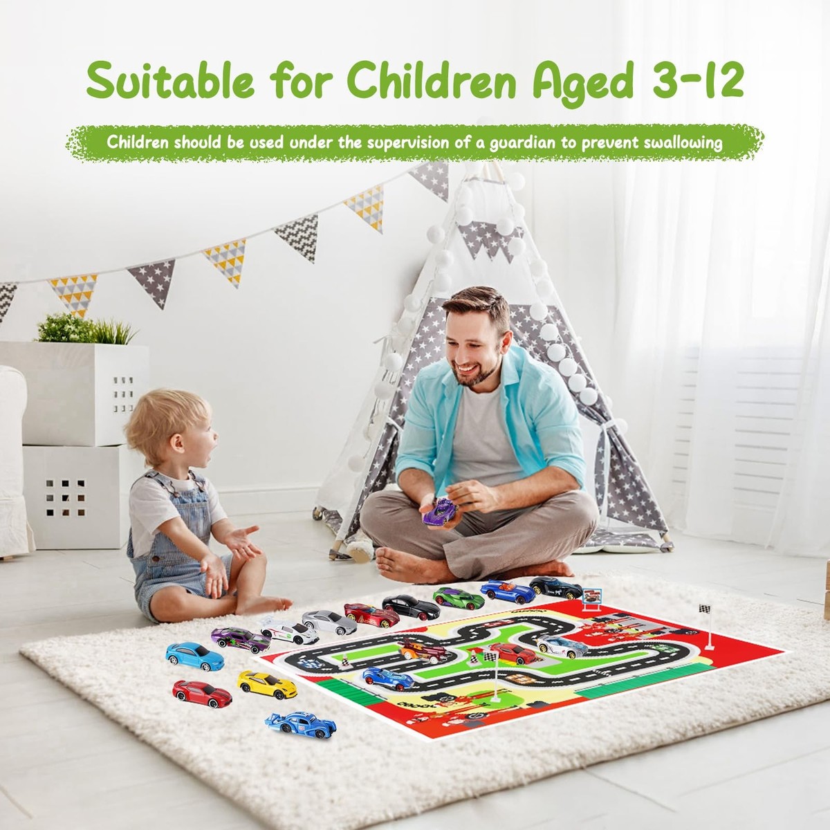 Calendrier De L'Avent 2024 Voitures Jouets - 24 Jours Avec 16 Voitures, 6 Personnages, Circuit Routier
