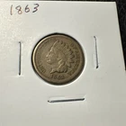 1863 INDIAN HEAD CENT Historic American Civil War Era Copper Nickel Penny NO30Y