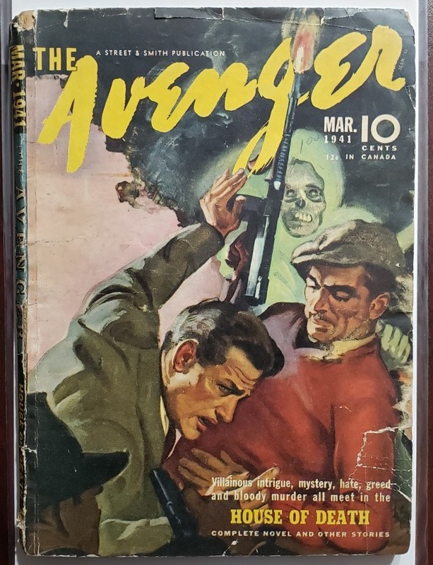 The Avenger Pulp Magazine v.3 #3, Mar. 1941  VG- Gladney Skeleton Cover Art!