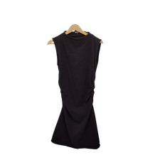 Quince Stretch Cotton Jersey Mock Neck Mini Dress TRUE Black Basic Sleeved M