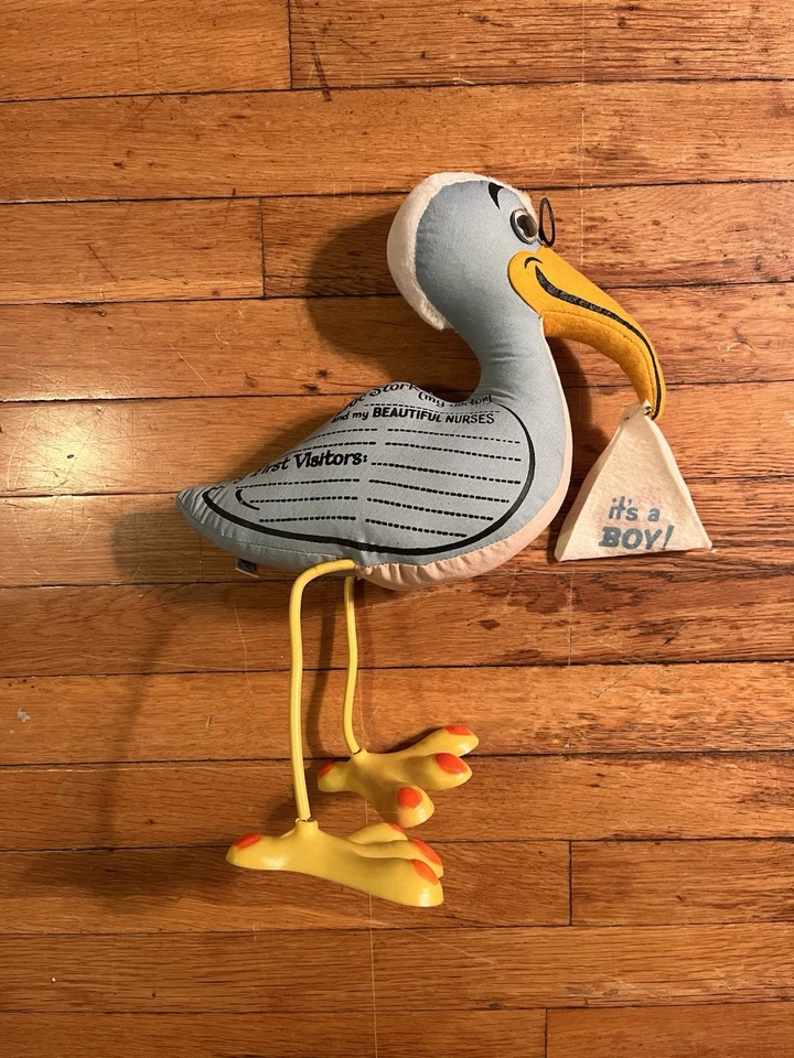 VINTAGE Colegial Personalidade Pet Cegonha Chá de Bebê Informações Menino ou Menina MCM 60s - Imagem 2 de 4