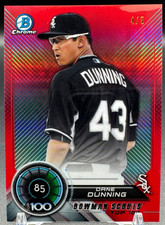 2018 Bowman Chrome Scouts Top 100 Red Refractor DANE DUNNING #BTP85 /5