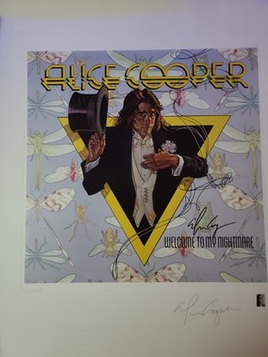 Alice Cooper Hand Signed Lithograph Art Print Welcome To My Nightmare