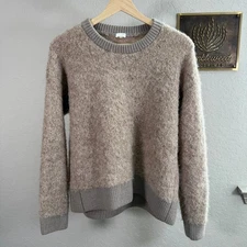 Women's C.T. Plage Light Brown Pullover Wool Blend Fuzzy Sweater Size 38 US 6-8