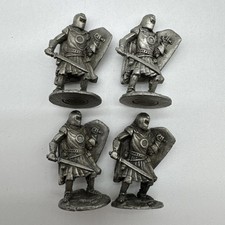  4 Gallo Pewter Knights With Sword  Shield Lot Of 4 D D Pieces Medieval 1.5  