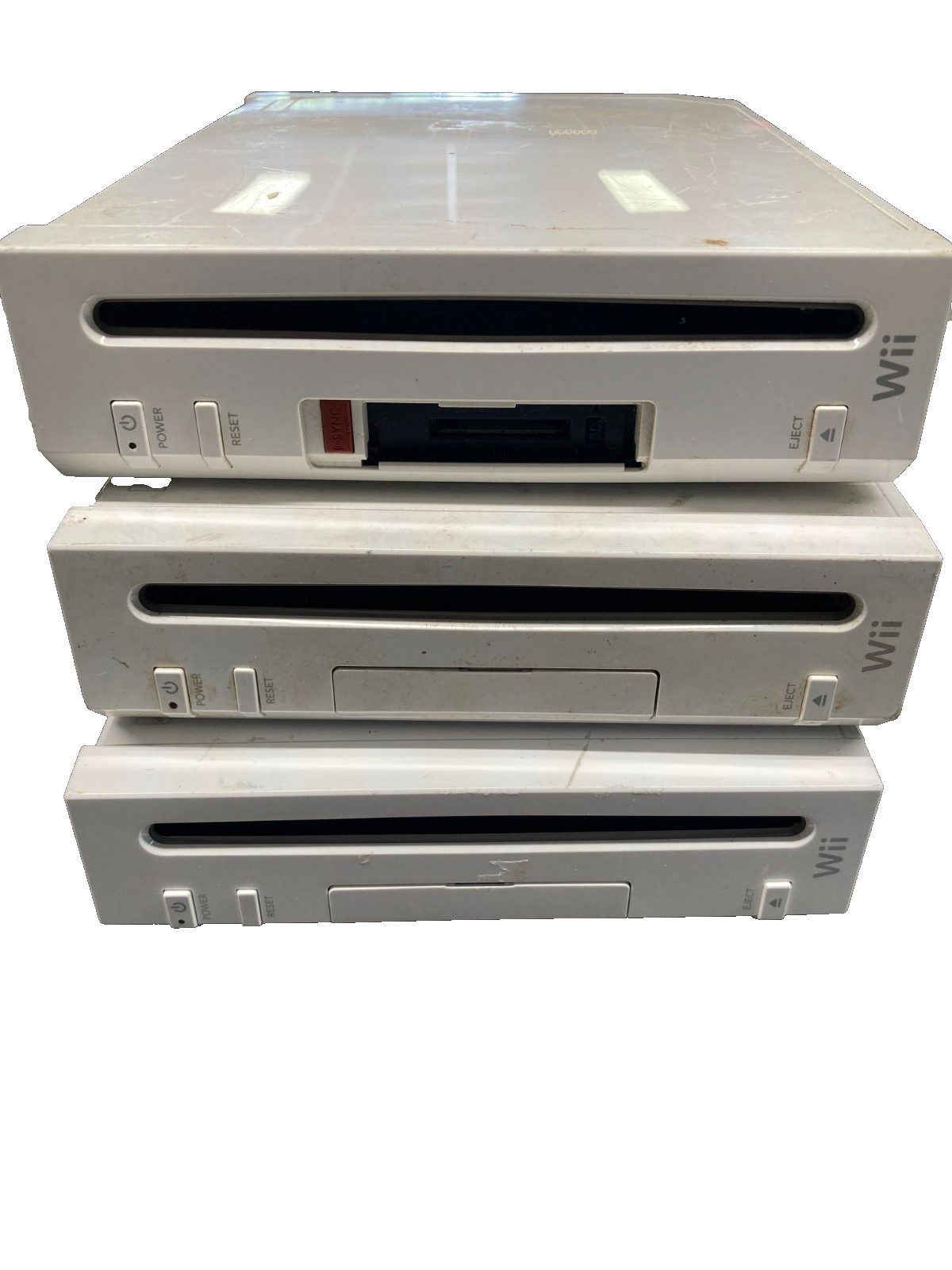 Lot of 3 Nintendo Wii Consoles - White RVL-001 For Parts Repair Only