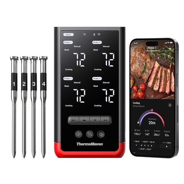 Fleischthermometer Kabellos Mit APP 4 Sonden 6 Sensoren Grillen Kochen-image