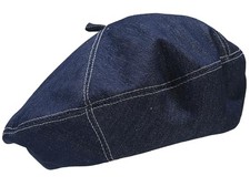 Denim Beret Hat for Women French Hat Fashionable Artist Hat One Size Deep Blue