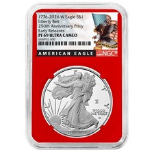 2026-W Proof 1 American Silver Eagle NGC PF69UC ER Black Label Red Core