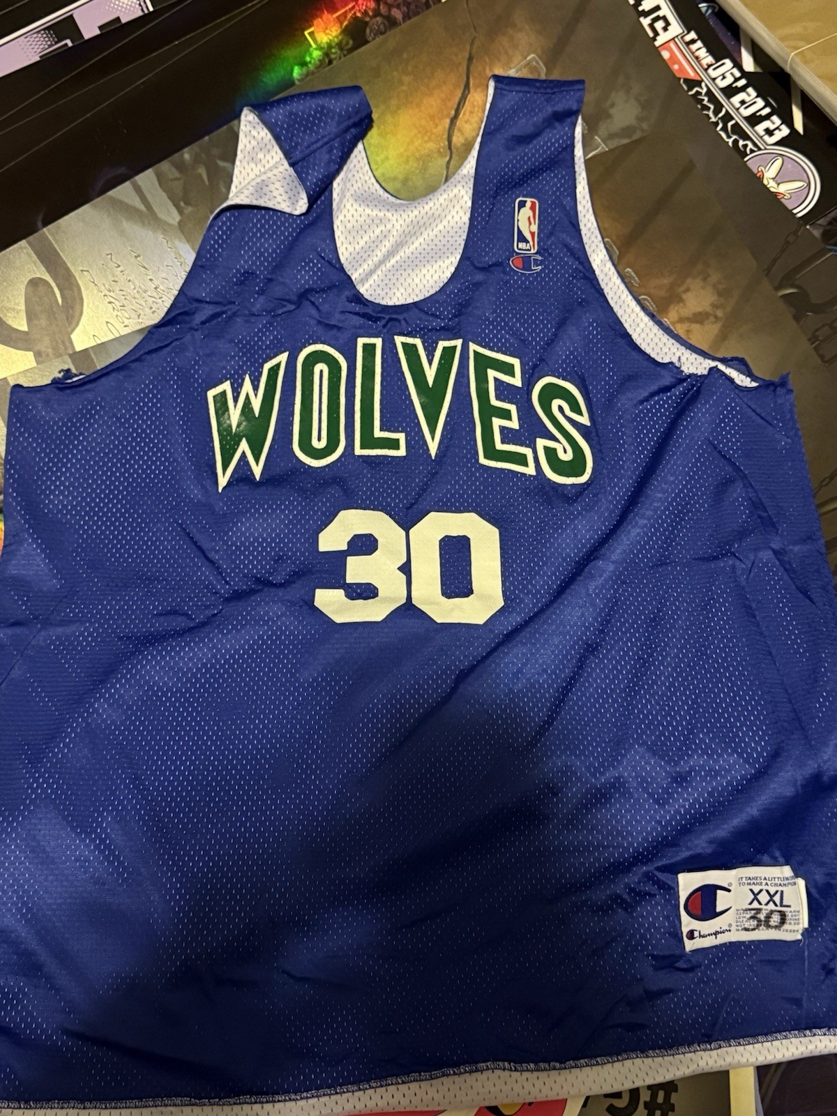 VTG Minnesota Timberwolves #30 Reversible Jersey 2XL Blue White