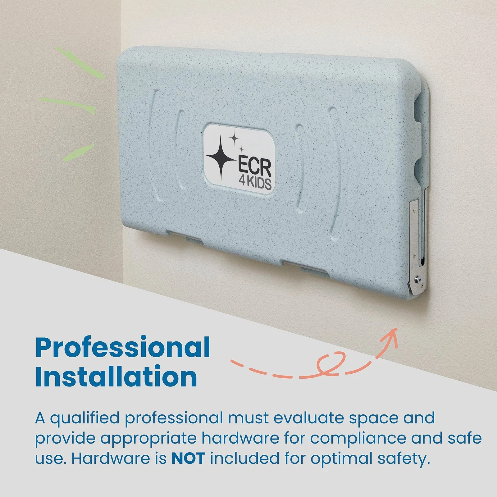 Horizontal Wall-Mounted Changing Station, Baby Changer, Blue/Grey Speckled