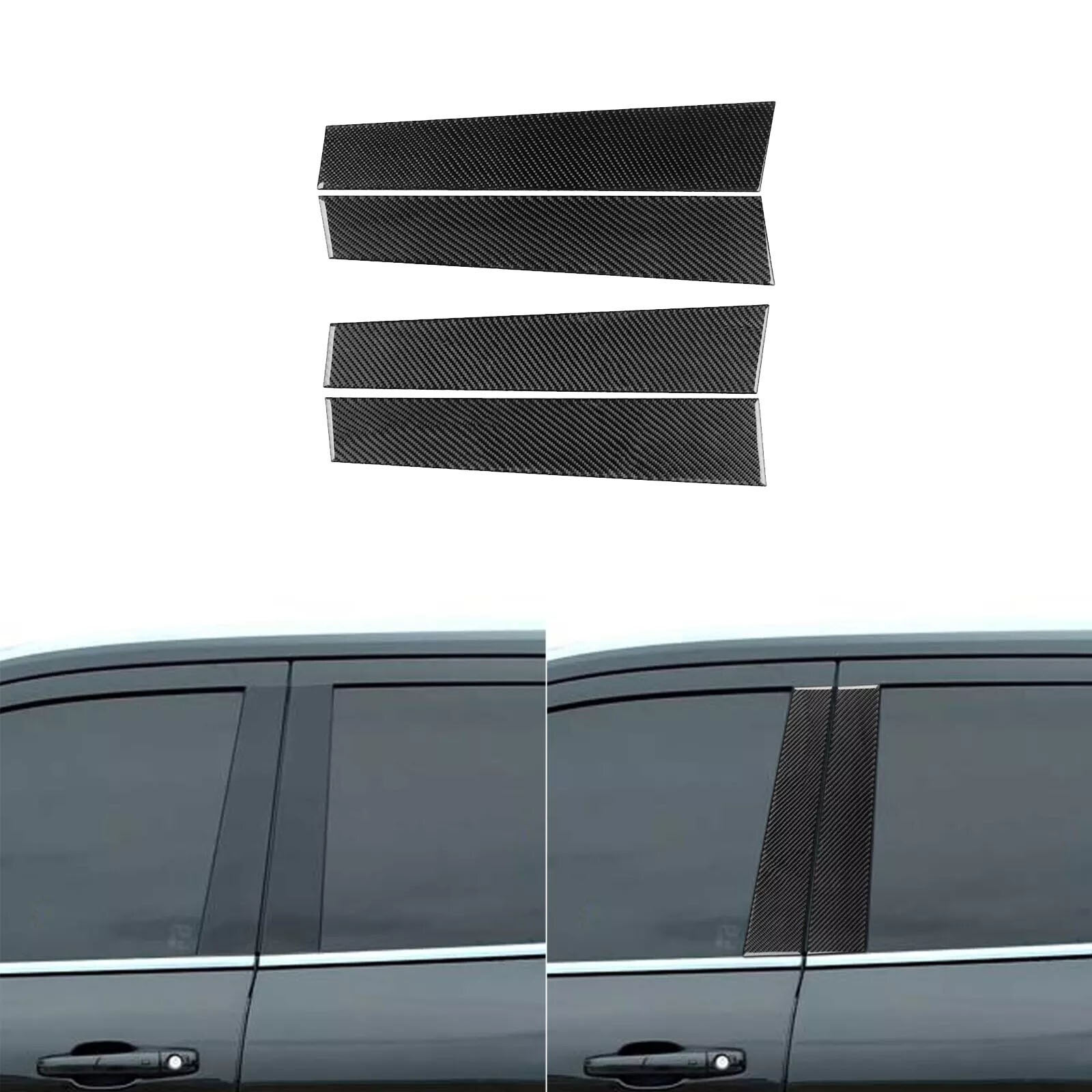 Real Carbon Fiber Exterior B-Pillar Panel Cover Trim For Dodge Durango 2011-2024