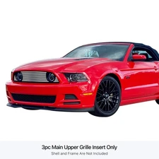 For Ford Mustang 13-14 APG 3-Pc Polished 8x6 mm Horizontal Billet Main Grille