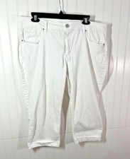 Faded Glory Capri Pants Women 18 Cuffed Hem Mid Rise Beach Resort Casual White