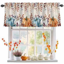Fall Valance for Windows Autumn Pumpkin Curtains Valances Harvest Thanksgivin...