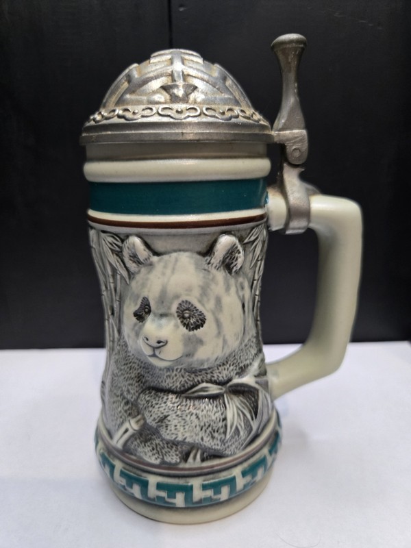 1991 Avon Endangered Species Giant Panda Lidded Stein Ceramarte Brazil