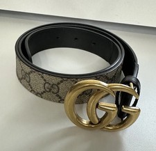 Gucci Double G Black Leather Belt 90cm Fits 31-33 Designer Men's Accessory