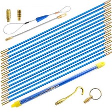 50' Fiberglass Cable Wire Running Rod Coaxial Electrical Connectable Fish blue