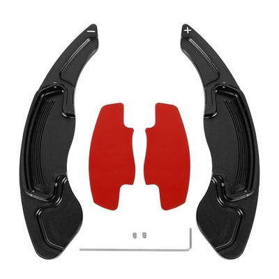 X AUTOHAUX Pair Aluminum Alloy Black Steering Wheel Shift Paddle Shifter Extensi