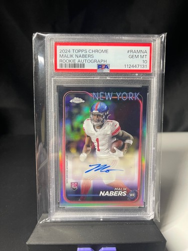 2024 Topps Chrome Malik Nabers Auto RC #RA-MNA Giants PSA 10 GEM MINT Rookie
