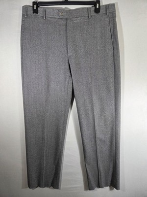 Zanella Pants Mens 38x32 Gray Todd Wool Dress Slacks Made Italy Lined Flat Front