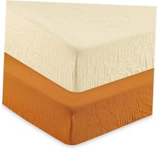 Muslin for Boys Girls, 2 Pack 100 Cotton Soft Crib Sheets Beige Ginger
