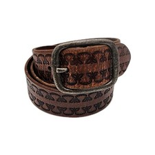 Vintage Nautica Tooled Leather Belt, Brown Sz 38