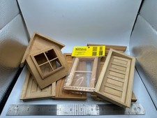 Dollhouse miniature 1/12 scale door and window lot